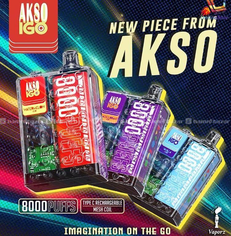 AKSO IGO 8000 DISPOSABLE VAPE(POD)- RECHARGEABLE for Rs.2900 - Hamrobazar