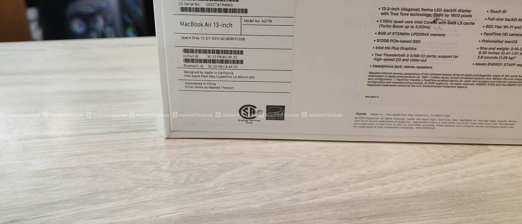 APPLE MACBOOK AIR M1 2020 MODEL 2