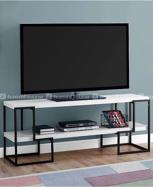 Modern Metal wood TV rack Black and white color 1