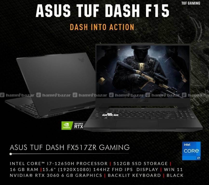 asus 12th Gen Tuf Dash F15 laptop i7 12650h 3060 1