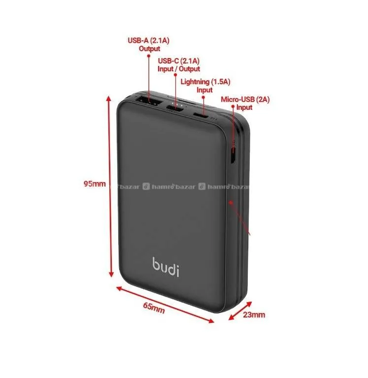 BUDI 5000mAh Power Bank Multi Cables Set 3