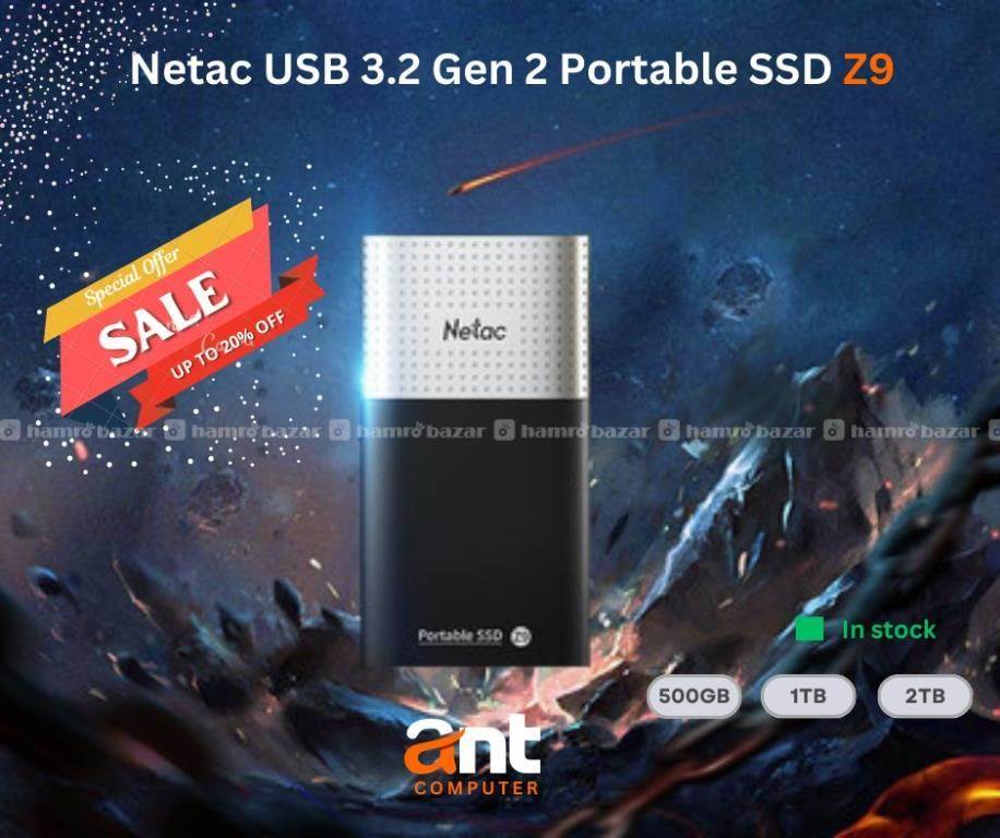 NETAC external SSD Z9, 1TB, USB 3.2, 550-480MB/s 1